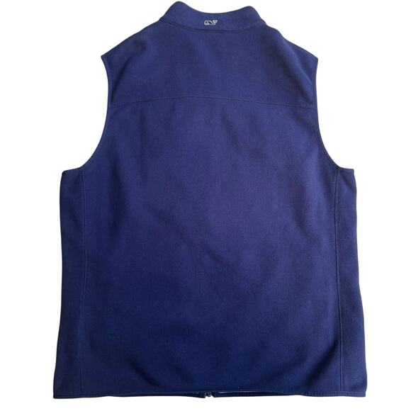 Vineyard Vines Fleece Vest Sz XL Navy Blue Pockets Full Zip Preppy Outerwear - Picture 2 of 10